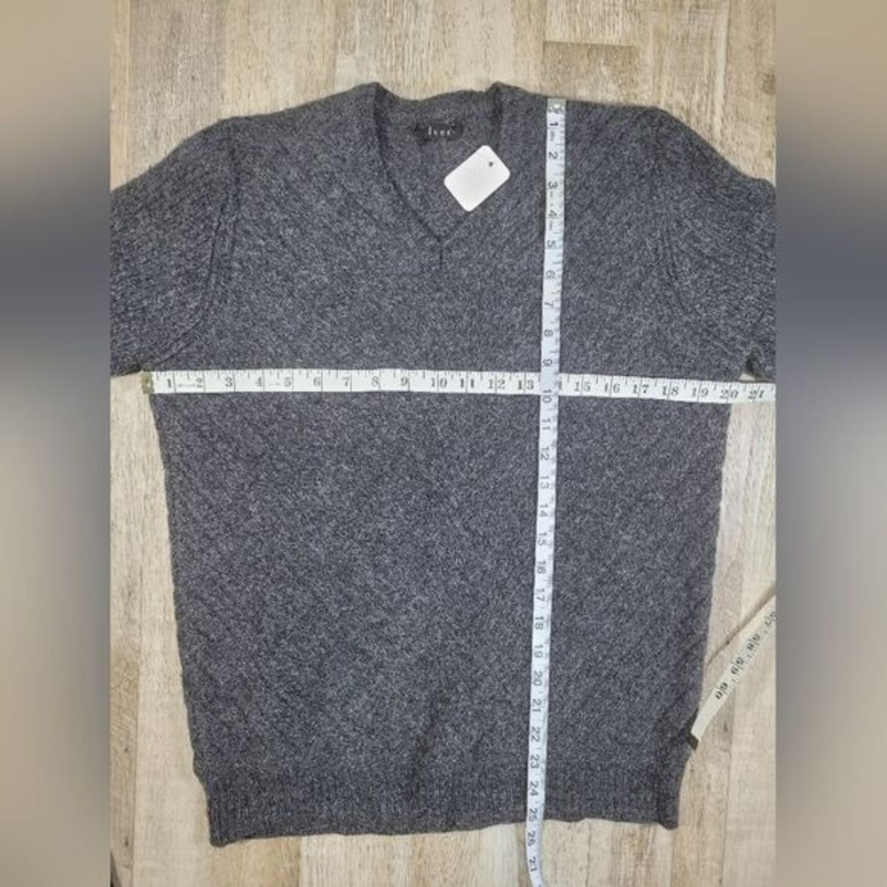 Lambs wool Cashmere Blend Velvet V-Neck Sweater W/XL Grey Excellent Textured - Picture 5 of 9